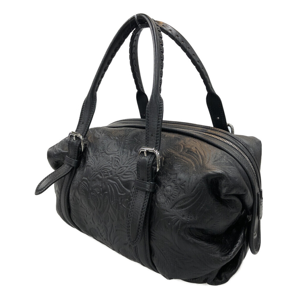 Loewe Black flower embossed logo handbag Anagram